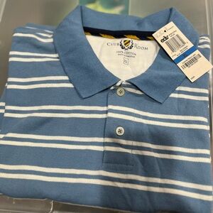 Club Room Men's Polo Shirt in Blue and White Stripes
